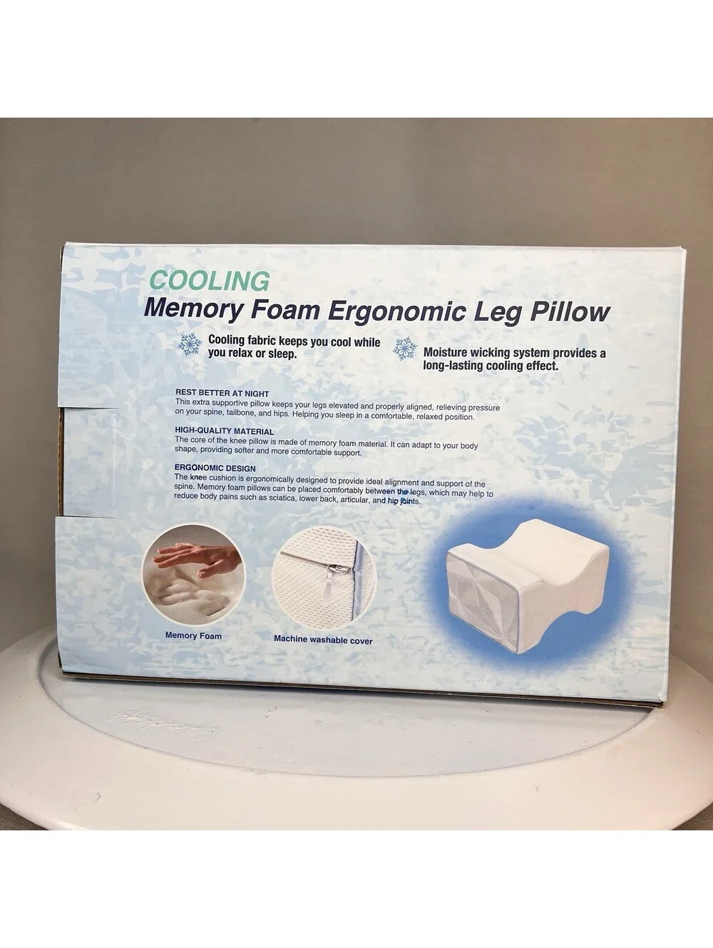 Arctic Comfort Memory Foam Cooling Leg Pillow for Sciatica, Knees,Back,Joints